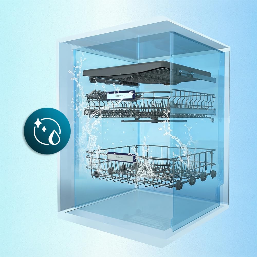 Cecotec Lavastoviglie Libera Installazione 45cm Bolero Aguazero 4560 Inox Connected. 11 Coperti, 6 Programmi, Classe C, Inverter Plus Duo, Pannello Touch,WiFi, O2Dry, Super Dry, Save+, AutoClean, Inox