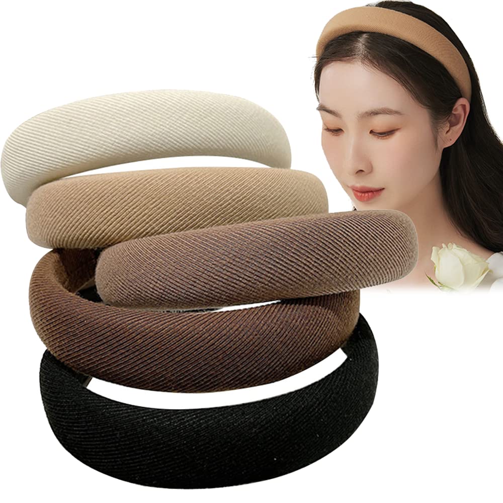 Yazon 5pcs 30mm Fashion Headbands for Girls Women Padded Fabric Hair Bands Ivory Brown Black Hair Hoops For Daily Yazon 5pcs 30mm Fashion Headbands for Girls Women Padded Fabric Hair Bands Ivory Brown Black Hair Hoops For Daily