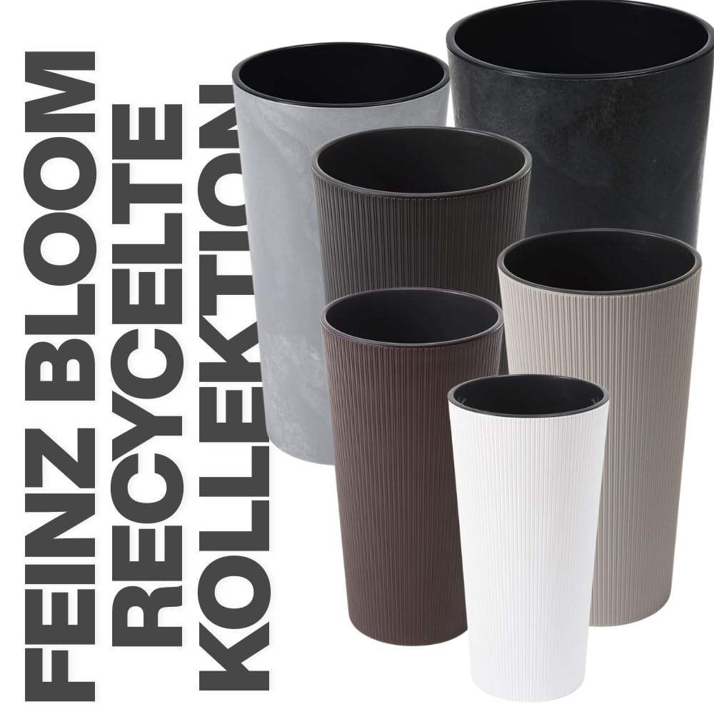 Blumentopf Set 3 Größen 37/47/57 cm Beige | Mit Pflanzeinsatz, Recyclingkunststoff, mattes Finish, für Innen und Außen, modernes Design