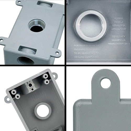 Miniatura 9 de Caja redonda de toma de corriente, resistente a la intemperie, 5 agujeros, 12 o 34 pulgadas, certificación UL, PVC sin cubierta, caja de conexiones