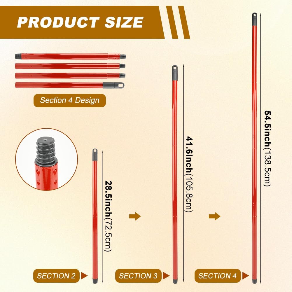iayokocc Mop Handle Replacement Accessories for Vileda Spin Turbo/Turbo Smart/EasyWring Mop,4-Section Adjustable 28.5" to 54.5" Mops Pole,Easy Installation, Only Mops Handle are Included