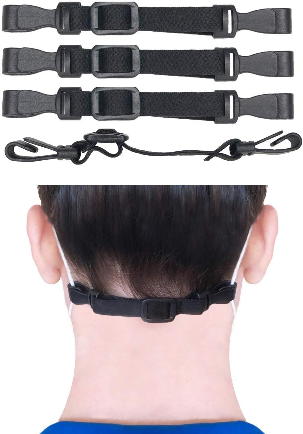 Dr.Smithsons Mask Extender Straps for Back of Head (4PC) NonSlip & Adjustable