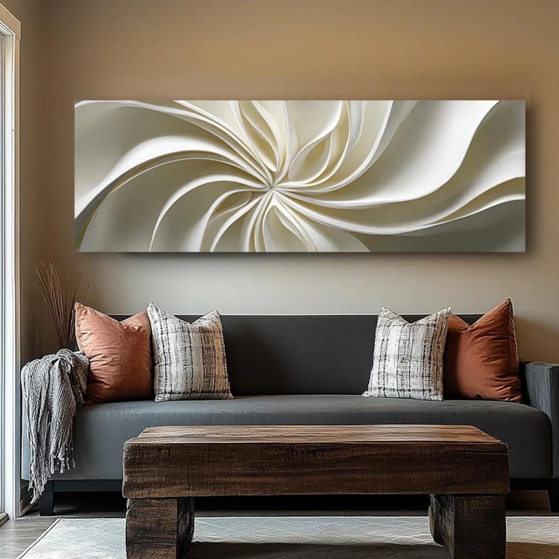 YUSUZHU Cuadro de naturaleza horizontal alargado, impresión en lienzo con marco alto y delgado, arte horizontal estrecho, para el hogar, la oficina o los pasillos (65 x 195 cm/sin marco).