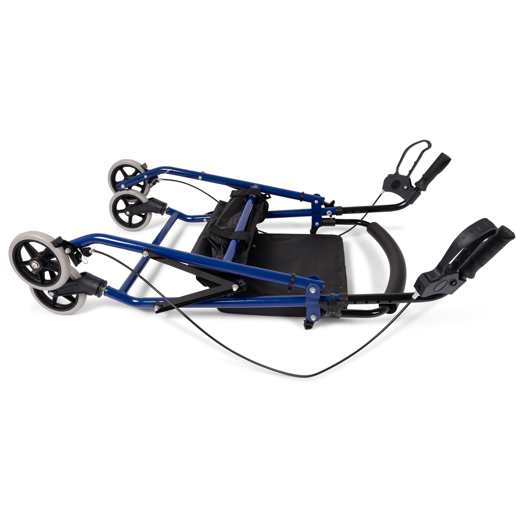 Andador plegable ligero - Incluye bandeja y cesta - Fácil de plegar para maletero plegable viaje - Altura ajustable - Caminante - Andador - Azul