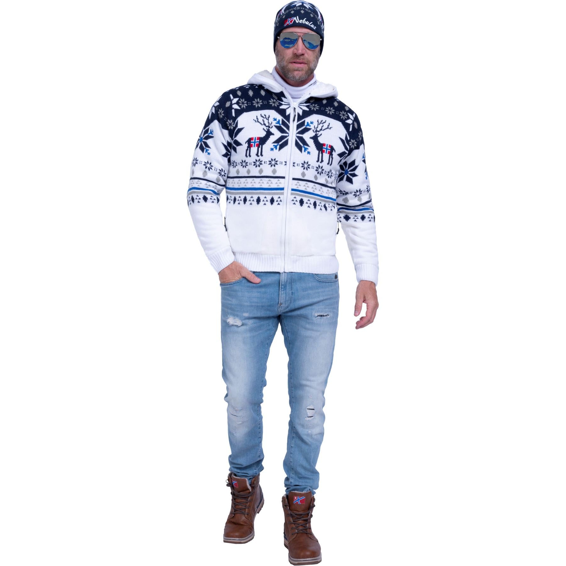 Nebulus Herren Jacke NORON, mit Kapuze, schicker Pullover im Norweger-Style