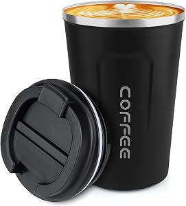 CS COSDDI Travel Mugs, 12oz Insulated Coffee Cup with Leakproof Lid - Reusable Coffee Cups Travel - Car Coffee Cup - Stainless Steel Thermal Mug for Hot and Cold Coffee Water and Tea