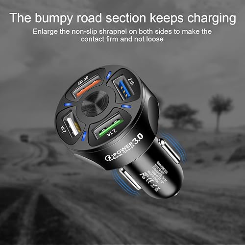 Miniatura 3 de Paquete de 2 adaptadores de cargador de automóvil, adaptador de cargador rápido USB QC 3.0 de 4 puertos, pantalla de luz LED de carga rápida de 32