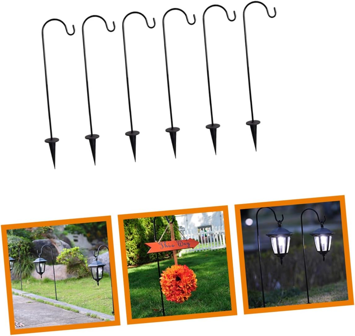 Kisangel 6Pcs Solar Garden Shepherds Hooks for Outdoor Decor Durable Hanging Stake for Flower Pots Bird Feeders Lanterns Easy to Install High