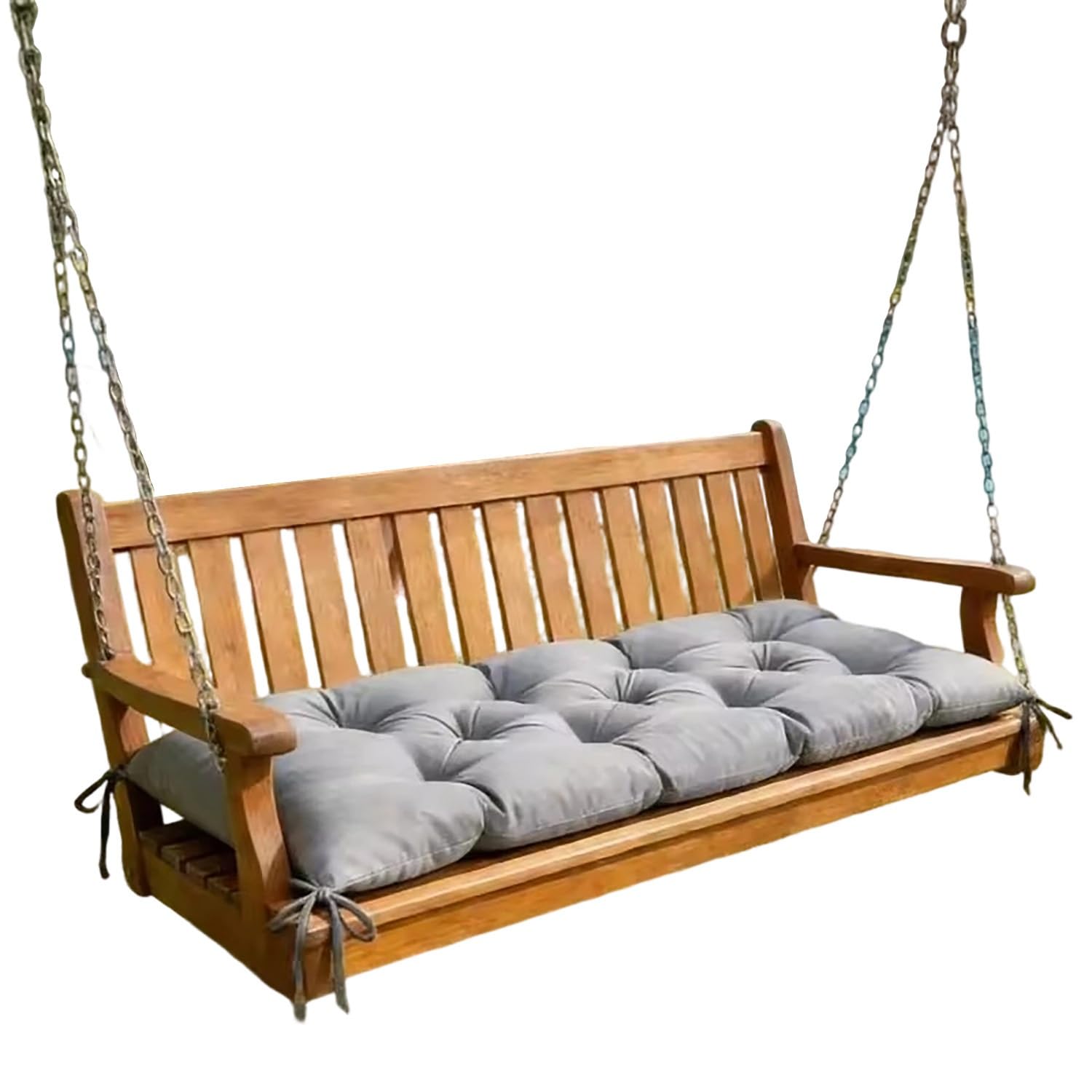 JORTUIO Swing Bench Cushion 8cm Thick, Garden Patio Non Slip Tufted Seat Pad With Ties, High Resilience PP Cotton Filled Seat Cushion For Indoor Outdoor, Window Park Bench(Light Grey,90x50cm/35x20in)