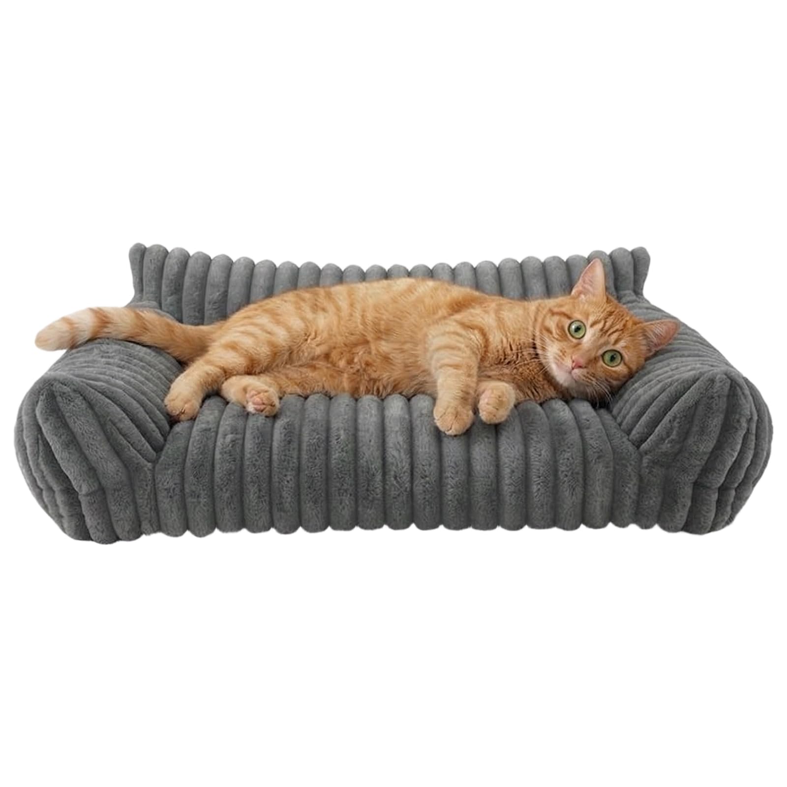 BYUAK Indoor Pet Sofa for Cats and Small Dogs, Washable Cover, 60 cm, up to 7 kg (Grey)