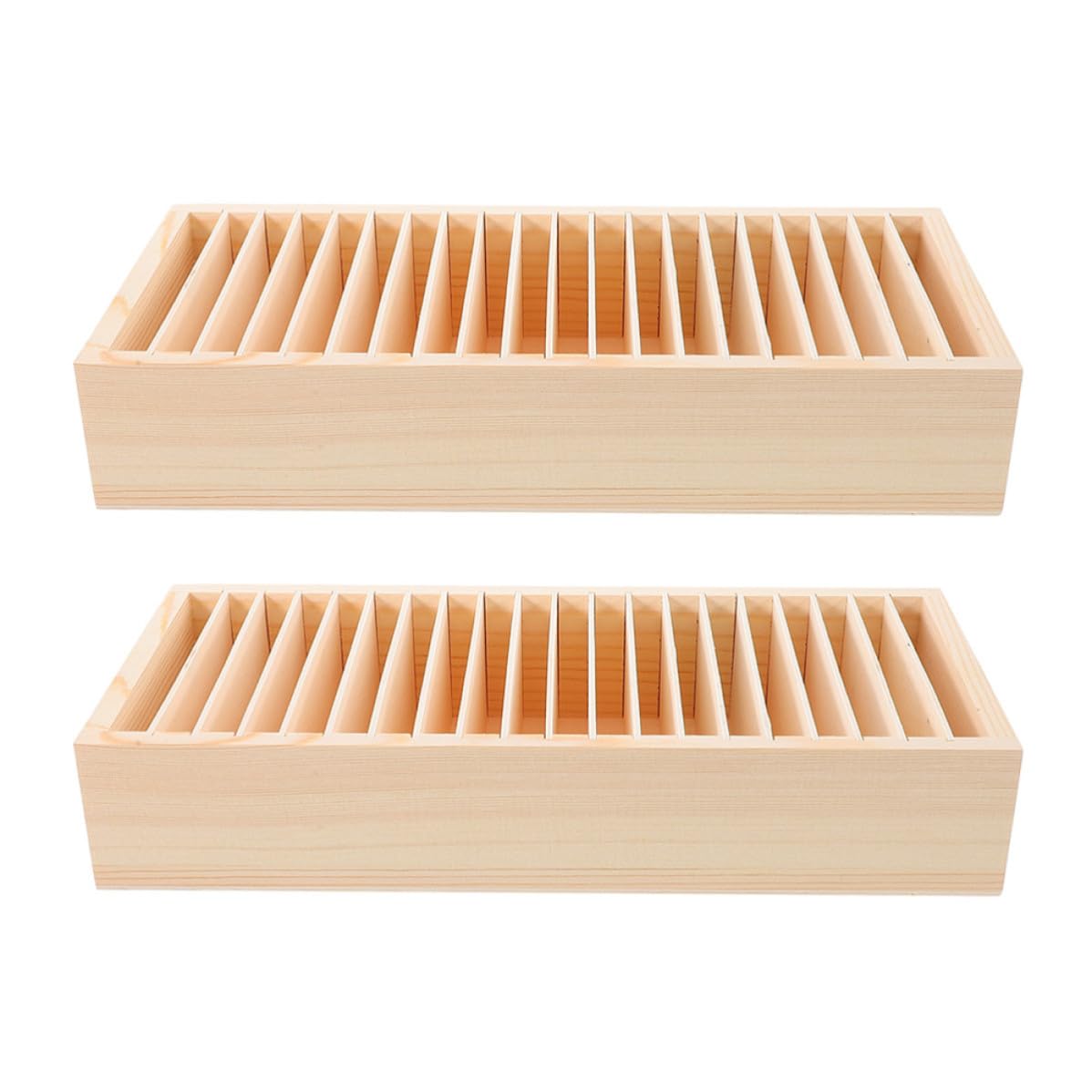 ABOOFAN 2 Piezas Caja de Tarjeta de Crédito de Madera Portafichas de Madera Beige Diseño Multicompartimento Desmontable Organiza y Guarda Tarjetas de Presentación para Hogar y Oficina