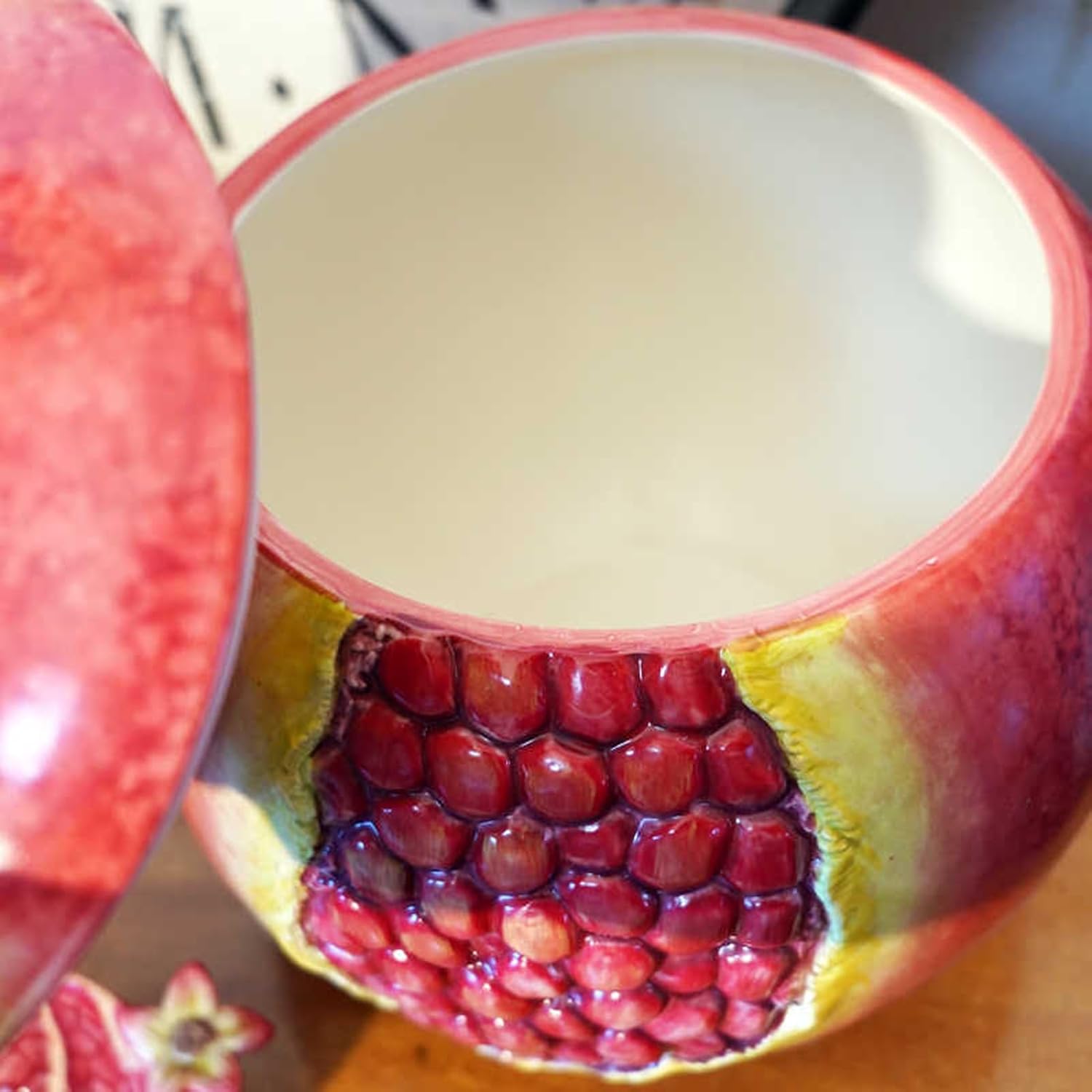 Ceramic Rice Jar Ceramic Materials Underglaze Soft Glaze, Storage Jars with Lids Airtight for Grains Snacks Candy Coffee Beans Food(25.5 * 25.5 * 26cm)