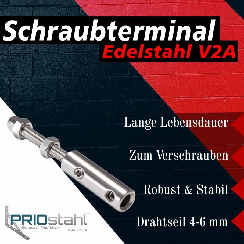Produktbild von 4 Seilspanner Aus Edelstahl Für Drahtseil 6 Mm – Mit Inbusschlüssel, Korrosionsbeständig, Für Seilabspannungen
