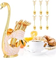 Vista 1 de Watris Veiyi Juego de cucharas de café, juego de cucharas de postre, 6 cucharas de té con soporte de base de cisne, organizador de cucharas de café