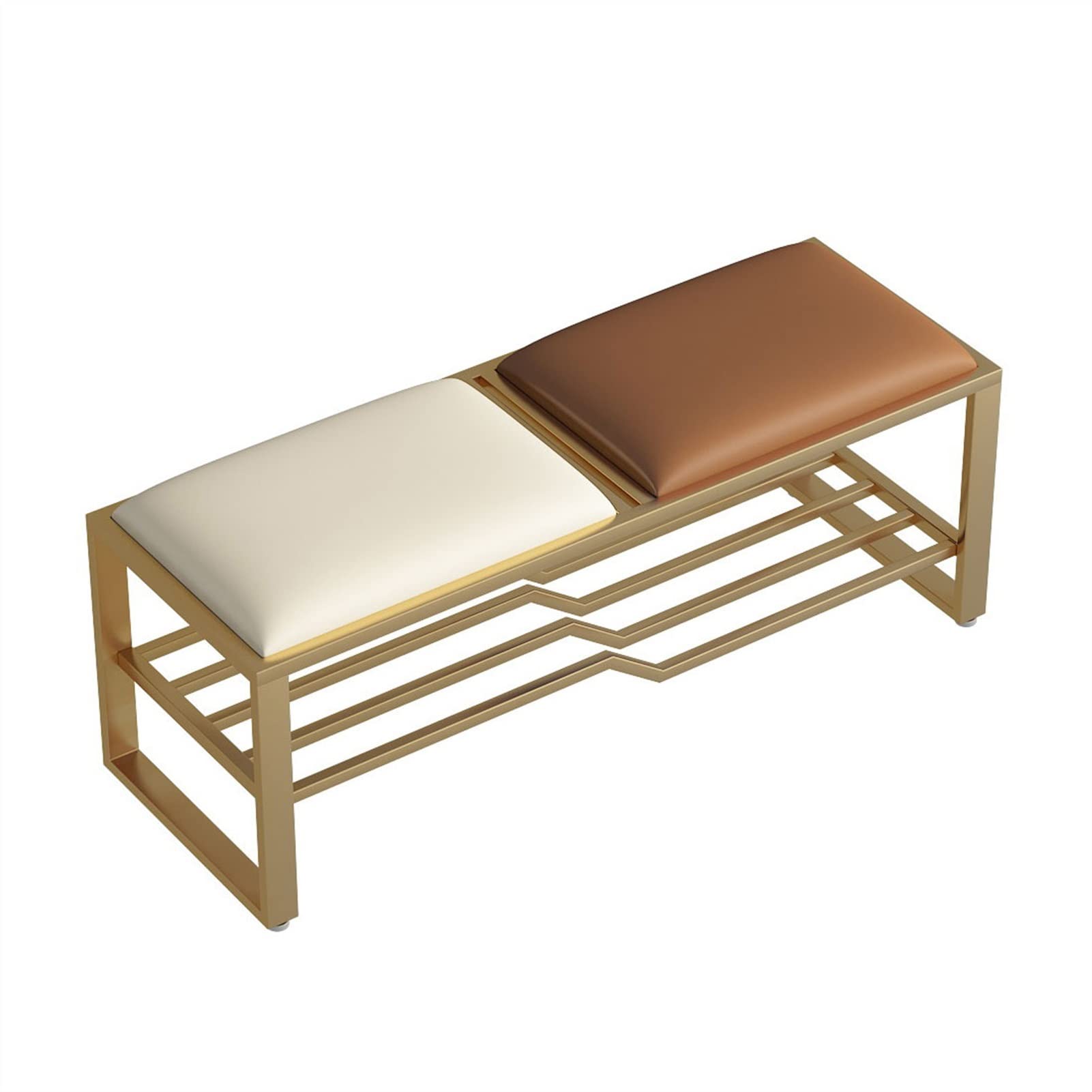 LWJSOCP 2-Tier Metal Shoe Rack Bench with Cushion - Entryway Shoe Storage Padded Seat for Hallway Stylish Shoe Shelf for Home Entrance (A-60cm)