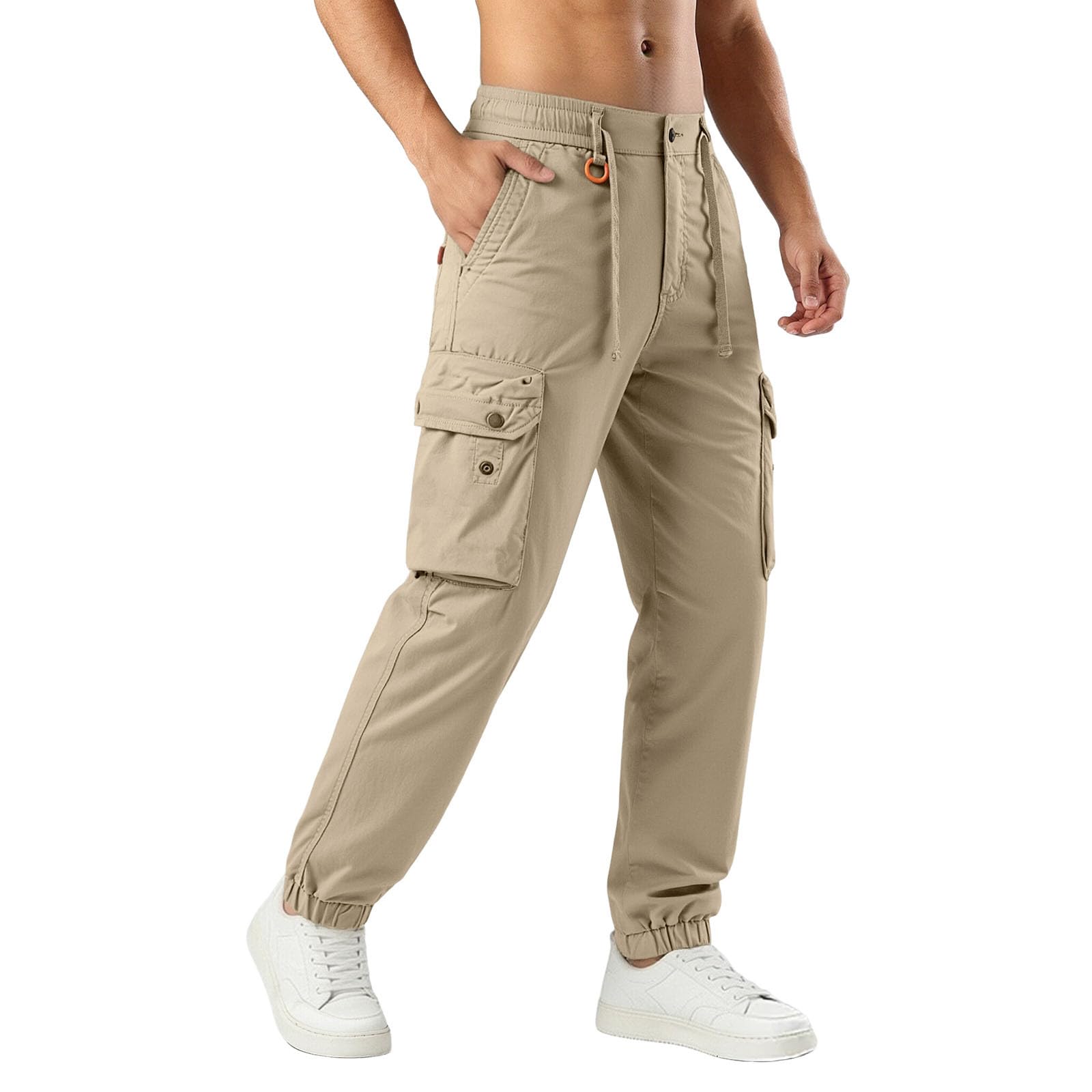 Generisch Pantalones cargo para hombre, elásticos, holgados, pantalones chinos, pantalones cargo para exteriores, cintura elástica, pantalones de senderismo con varios bolsillos, para el trabajo, para