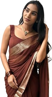 VARUNI COUTURE Vichitra Silk Saree With Blouse Piece Price In India