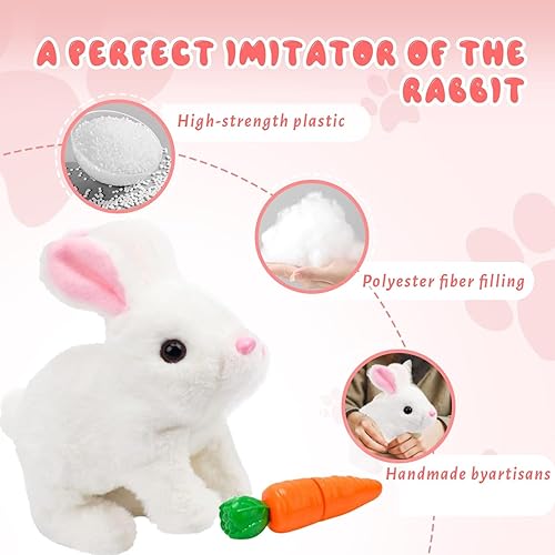 Miniatura 4 de Hopping Rabbit - Juguete electrónico interactivo de peluche para mascotas, juguete realista con sonidos, saltos, orejas contracturadas, regalo