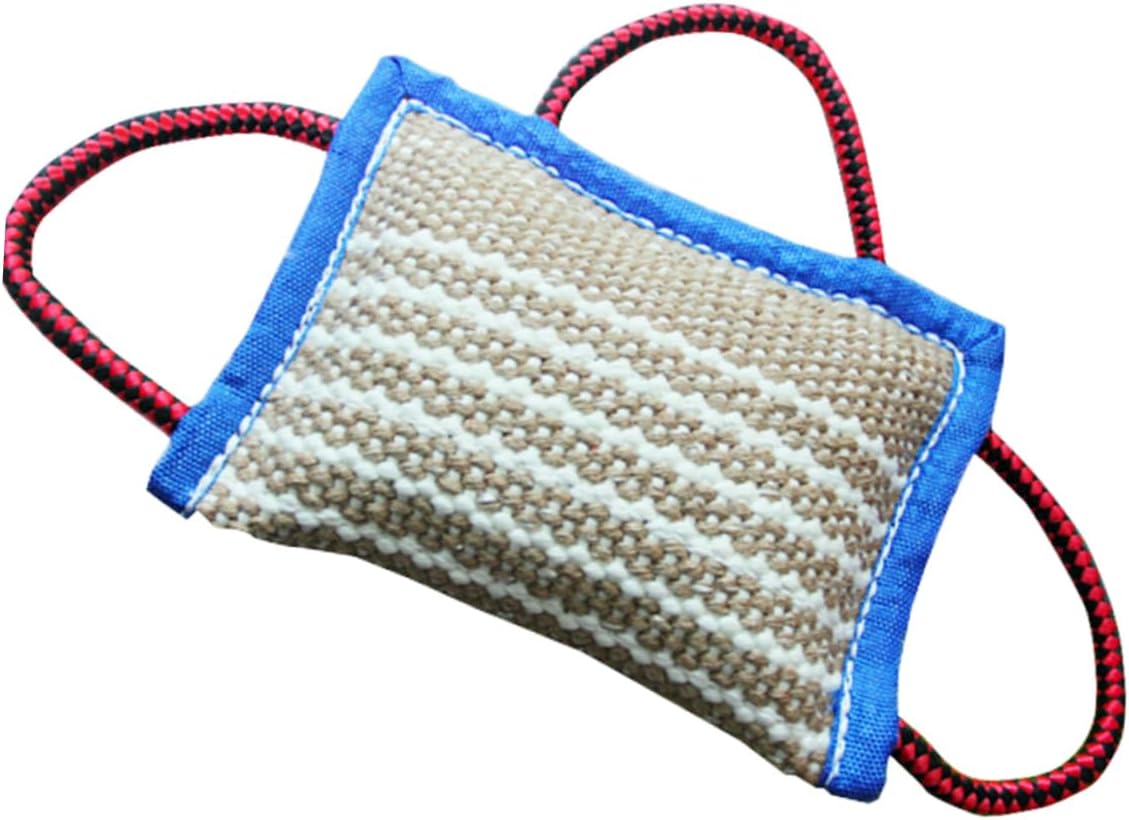 Yardwe Jute Dog Bite Pillow for Training and Chewing Pet Chewing Toy Handles for Interactive Play and Teething Relief