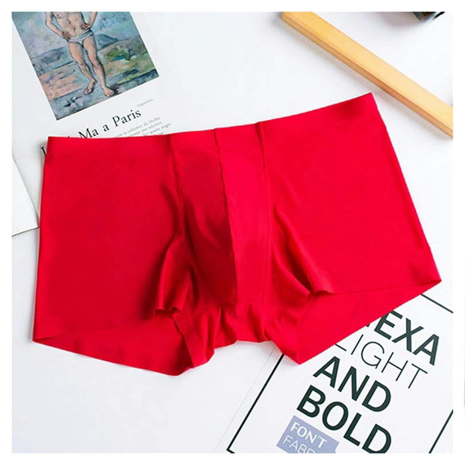 Boxer Uomo 3 Pacchetti Elastici Slip Senza Cuciture da Maschere da Uomo Ultra-Sottile E Traspirante Biancheria da Fuoco A Bassa Vita-XL-3 Red