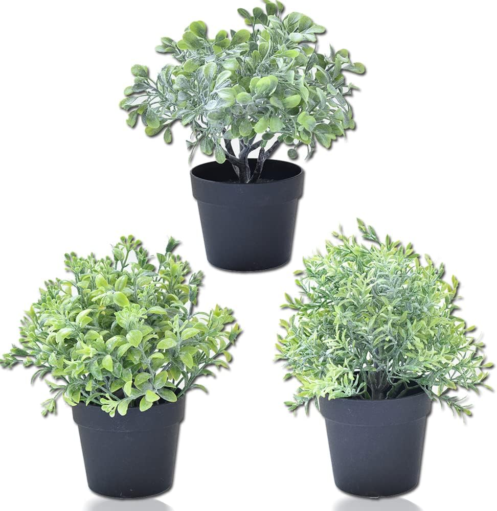 3 Set Mini Artificial Plants Indoor, Small Plastic Fake