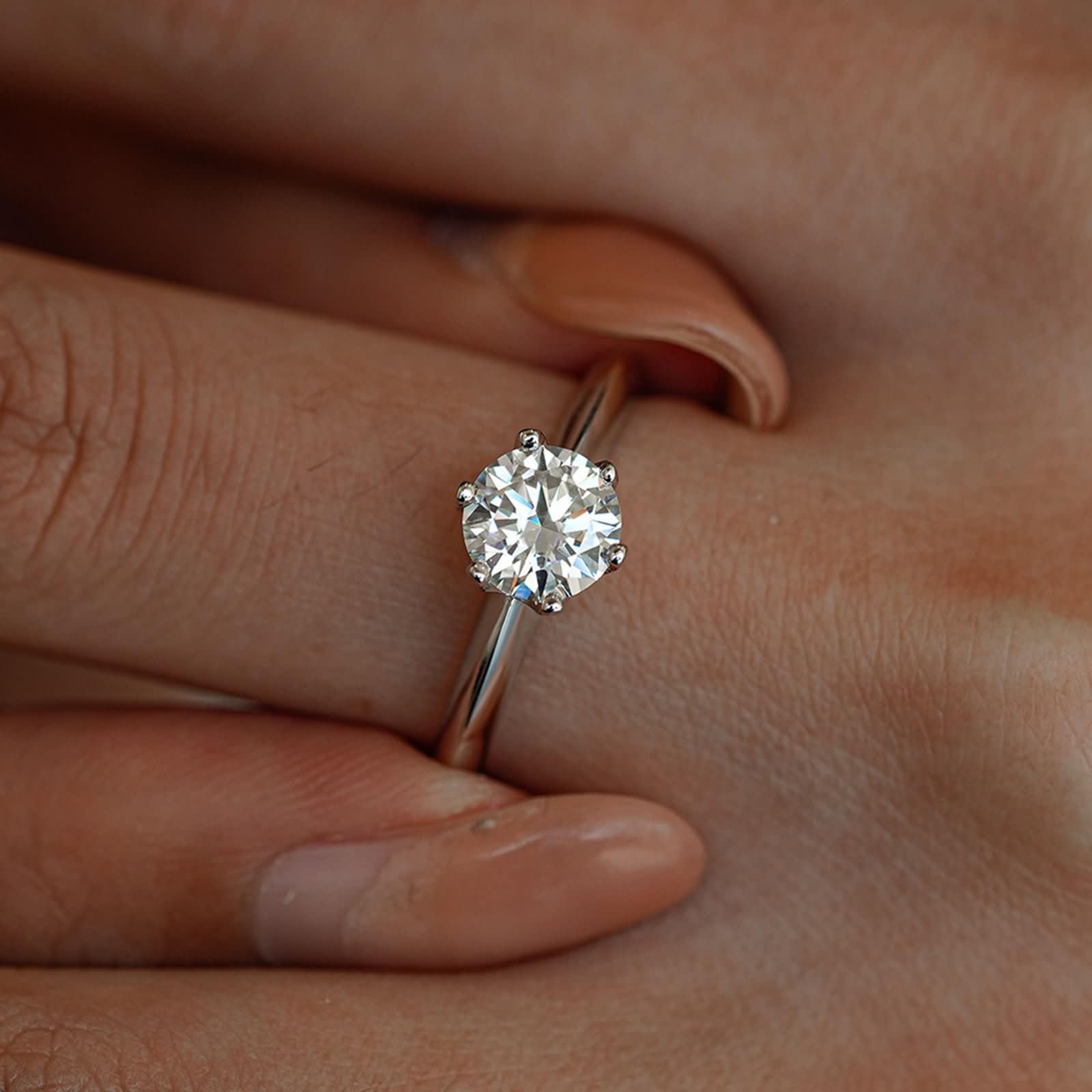 Anillos de compromiso de moissanita para mujer, platino 950, pulido, cómodo, solitario, moissanita, anillo de promesa para ella, 0,5 quilates, 1 ct, 1,5 quilates, 2 quilates, 3 quilates, 5