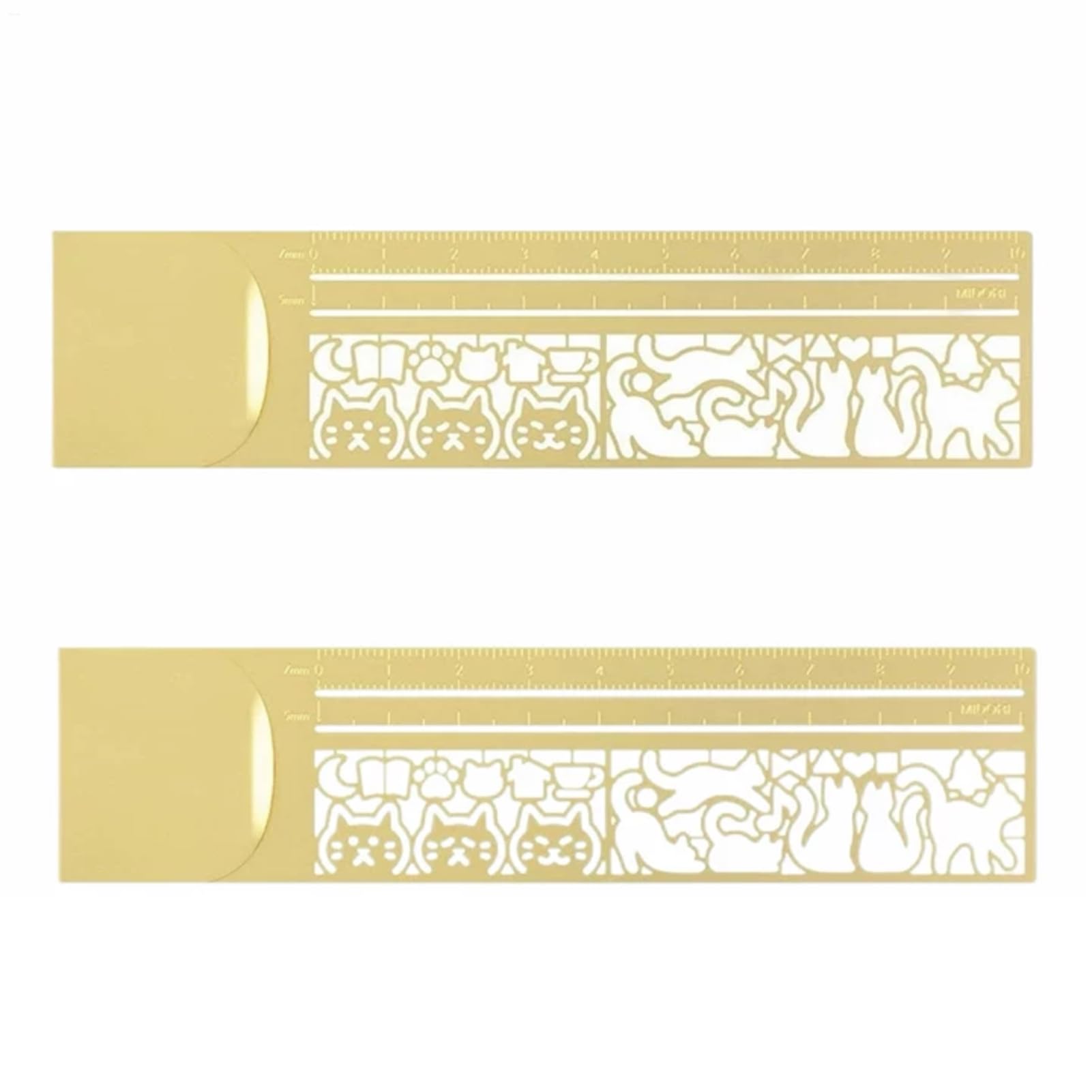 Brass Clip Ruler, 2PCS Cute Cat Ruler Stencils for Kids Adults (Cat)