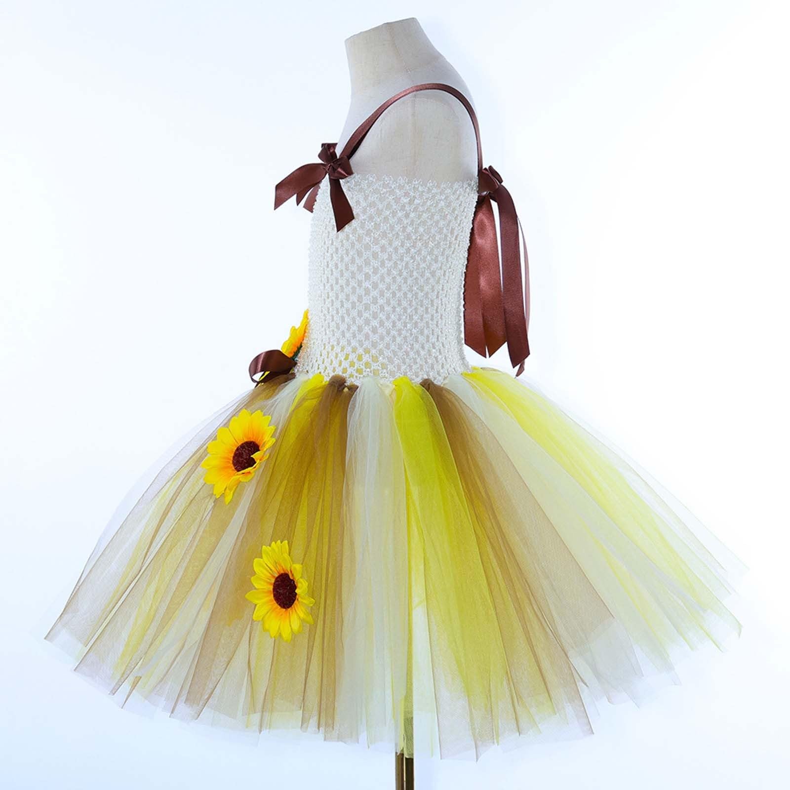 Générique Robe Fille Été Robe de Soirée et Bal pour Ado fée Tournesol s, fête flui à Tutu avec Florale séances Photo
