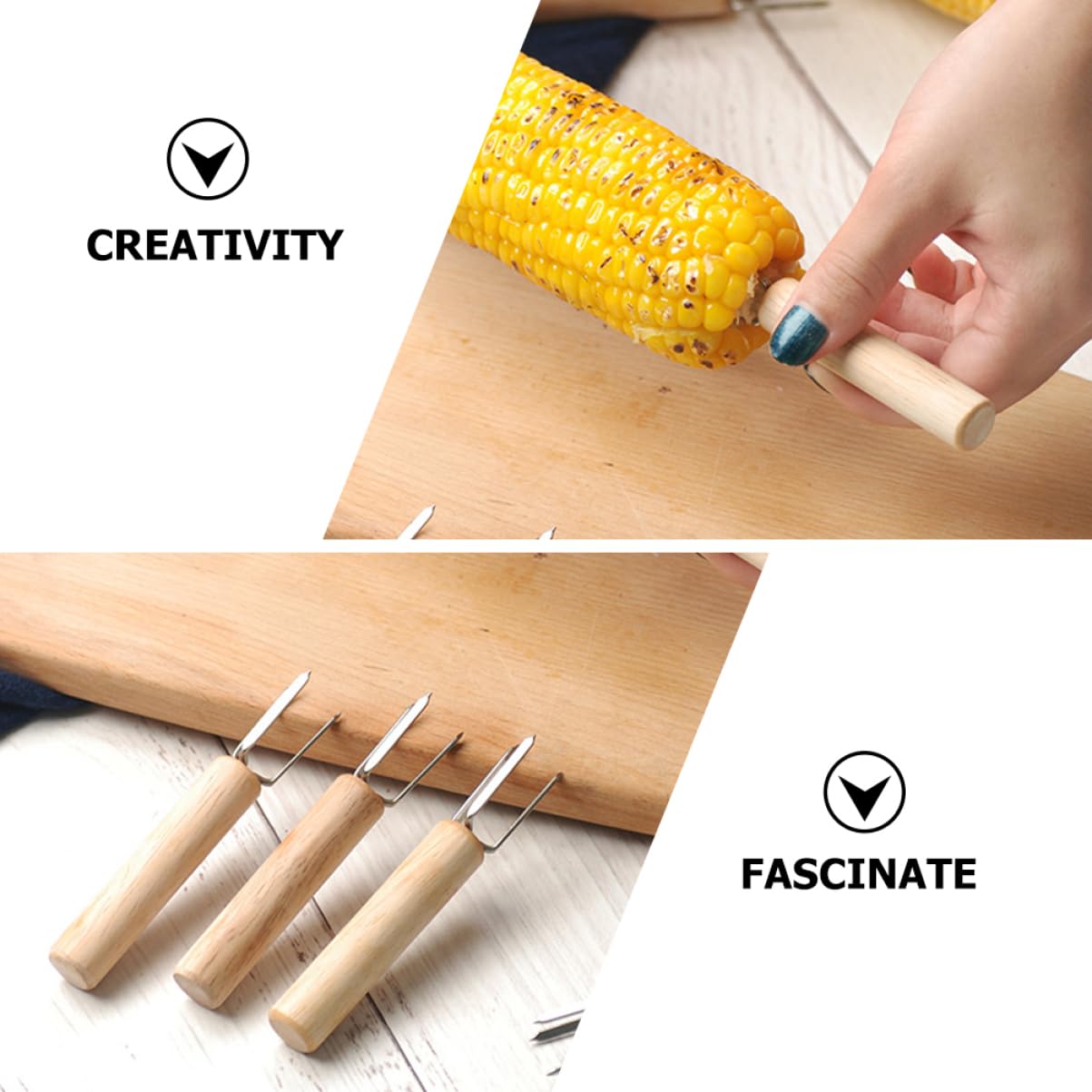 PRETYZOOM 5 Set Forchetta Per Mais Posate Padelle Cucina Hamburger Forno Porta Pannocchie Spiedini Stufa Griglia Per Esterni Detergente Forchette Barbecue Pelapatate Piastra 6 pezzi * 5