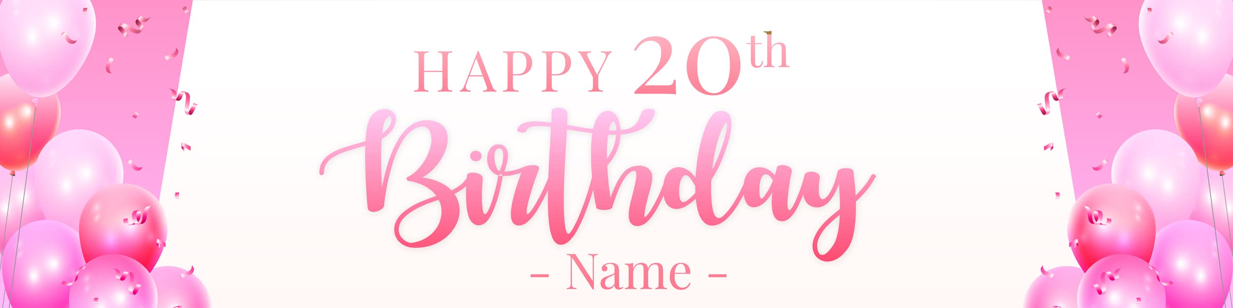 Happy Birthday spersonalizowany baner z imieniem opcja wieku dla dzieci dorosłych przyjęcie projekt dekoracje materiały (2,4 m x 1,2 m, różowy)