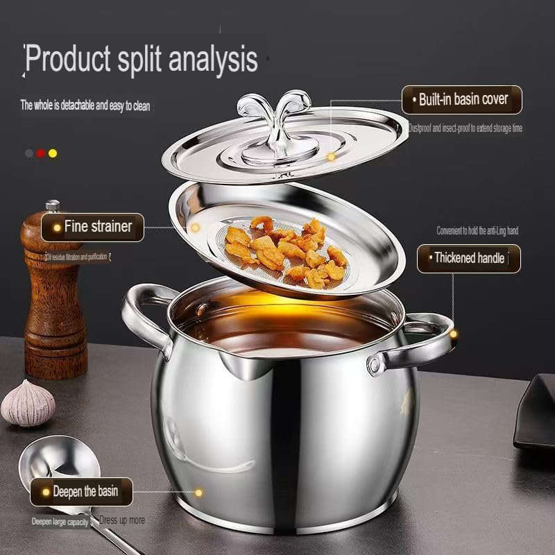 Image of Small Deep Frying Pot with Strainer Basket,1200ml Stainless Steel Pan with Handle,Ideal for Frying French Fries /Chicken Wings /Shrimp /Boiling Butter /Gravies (Oil Pot)