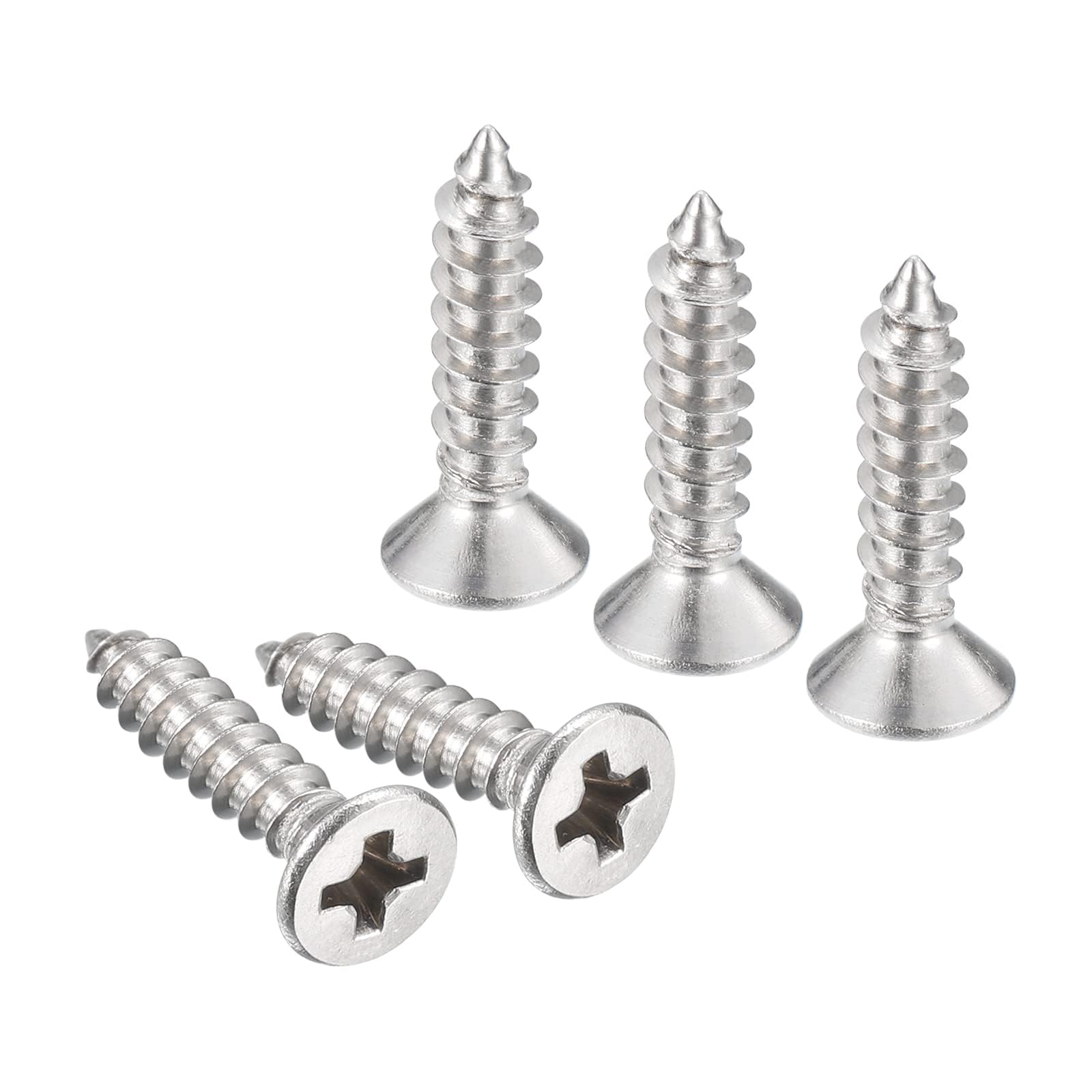 TA-VIGOR 50Pcs Self Tapping Screws, #4x1/2" Phillips Flat Head Screw, Countersunk Cross Head Tapping Screws