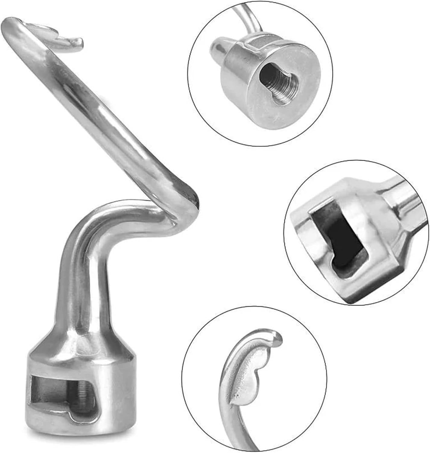 Stainless Steel Spiral Dough Hook Attachment，Compatible For Kitchen Aid Stand Mixer Flour Mixing Tools, Medium Size Household