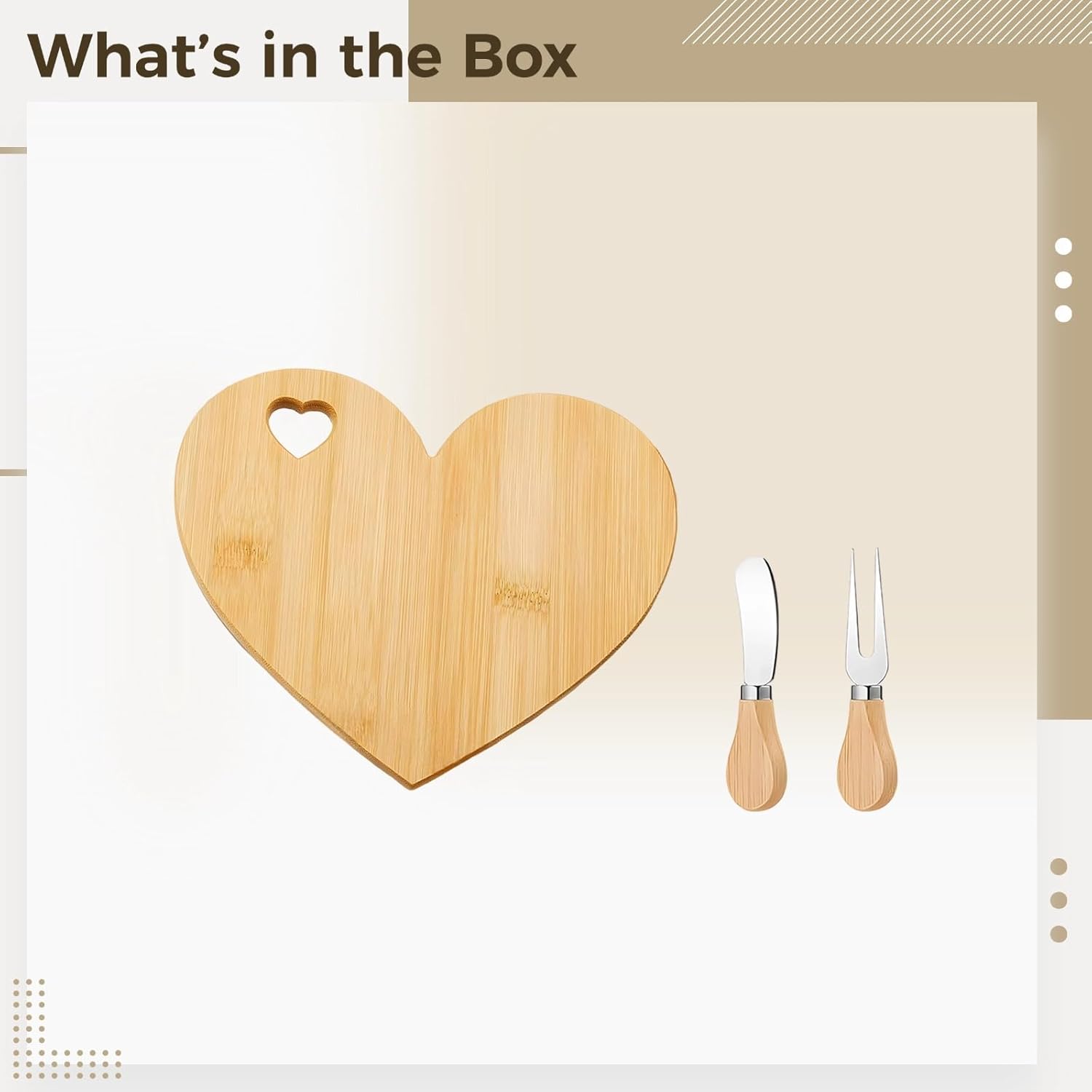 Heart Shaped Charcuterie Board Gift Set With Utensils, Wooden Serving Tray 8.3 X 6.9 In / 21.1 X 17.5 Cm