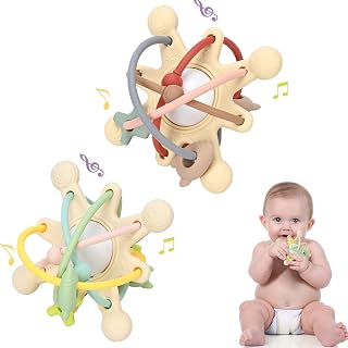 Stankeloko Silicone Baby Teething Toys for Babies 0-6 Months Baby Rattle Sensory Teether,Lightweight BabyToys, Rattle & Sensory Teether Toys,Baby Gifts Toys