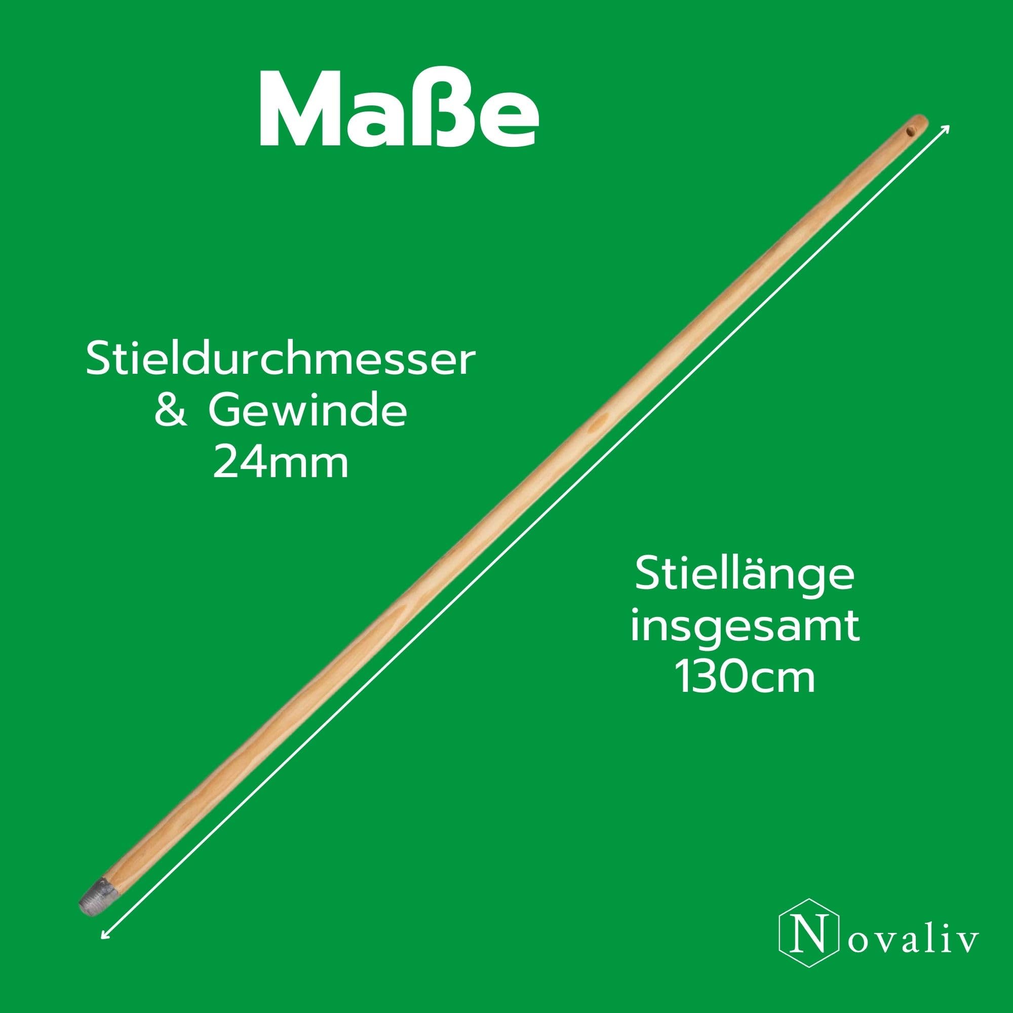 Novaliv Manico in legno 130 cm con filettatura 24 mm, manico universale in legno, manico di ricambio per scopa con filettatura di ricambio (1, marrone)