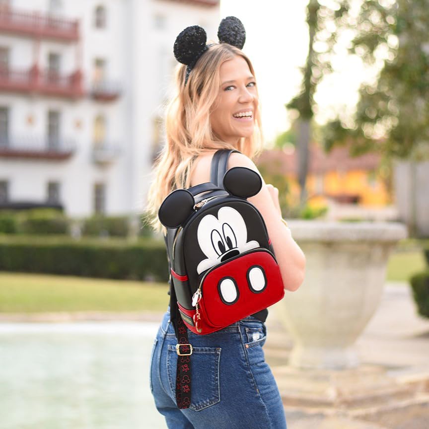 Disney Backpack For Women | Mickey Mouse Backpack With Keychain | Cute Mini Backpacks | Womens Bag | One Size Black