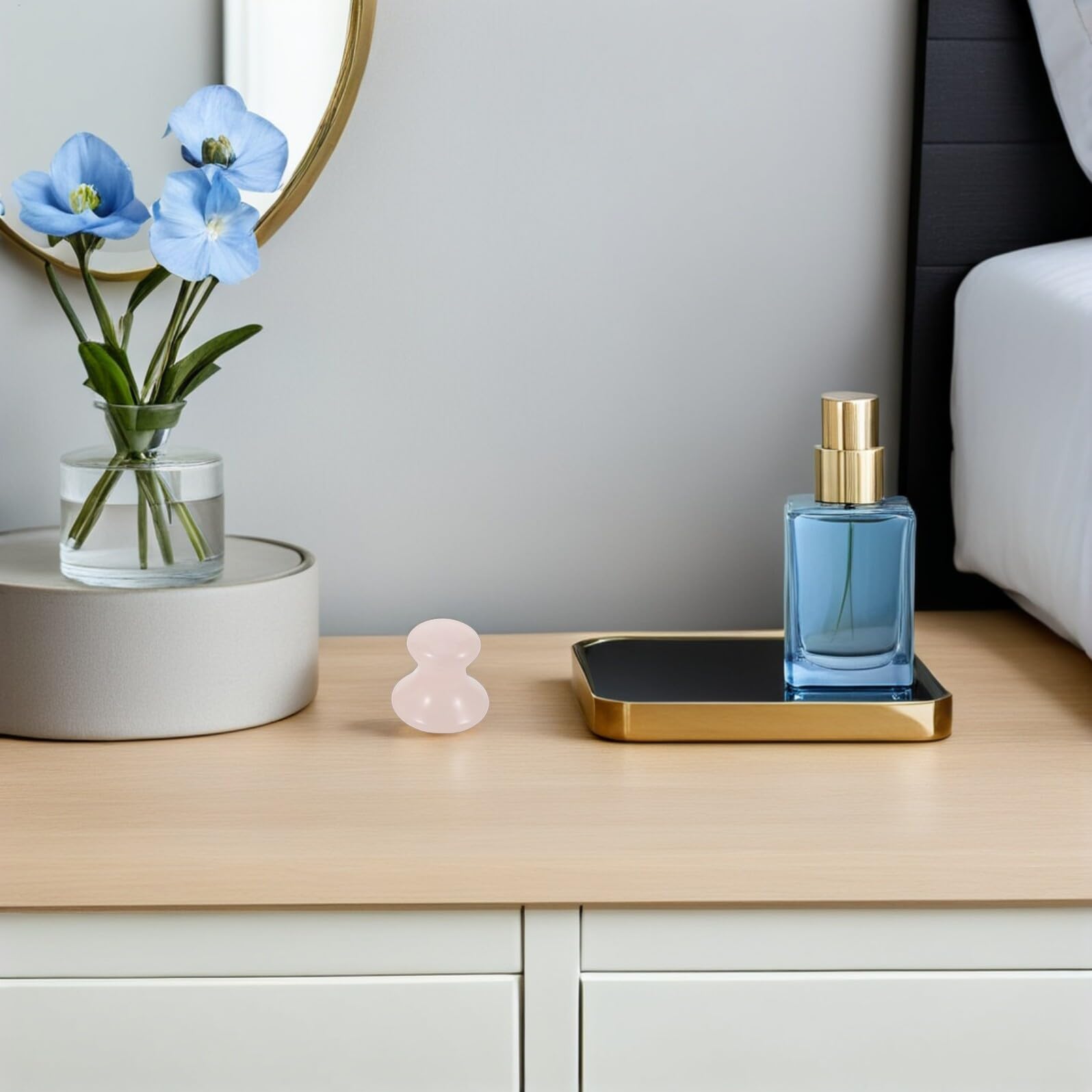Masajeador Facial Gua Sha de Cuarzo Rosa en Forma de Hongo 3 Unidades Piedra de Masaje para Rostro Herramienta de Gua Sha para Cuidado Facial y Rejuvenecimiento
