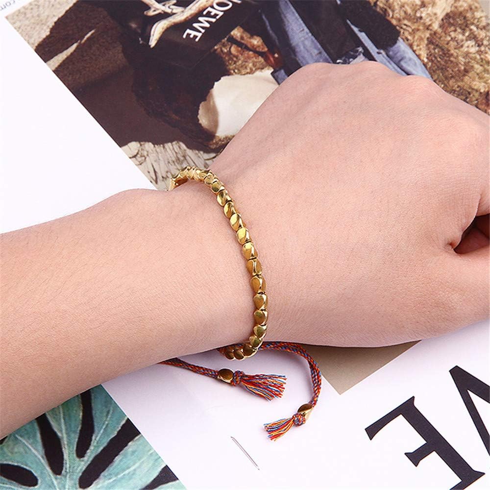 N/Q 3 Pcs Handmade Tibetan Copper Beads Bracelet for Women Men Adjustable Colorful Braided Cotton Lucky Amulet Rope Beaded Bracelet Fashion Unisex Jewelry - Image 5