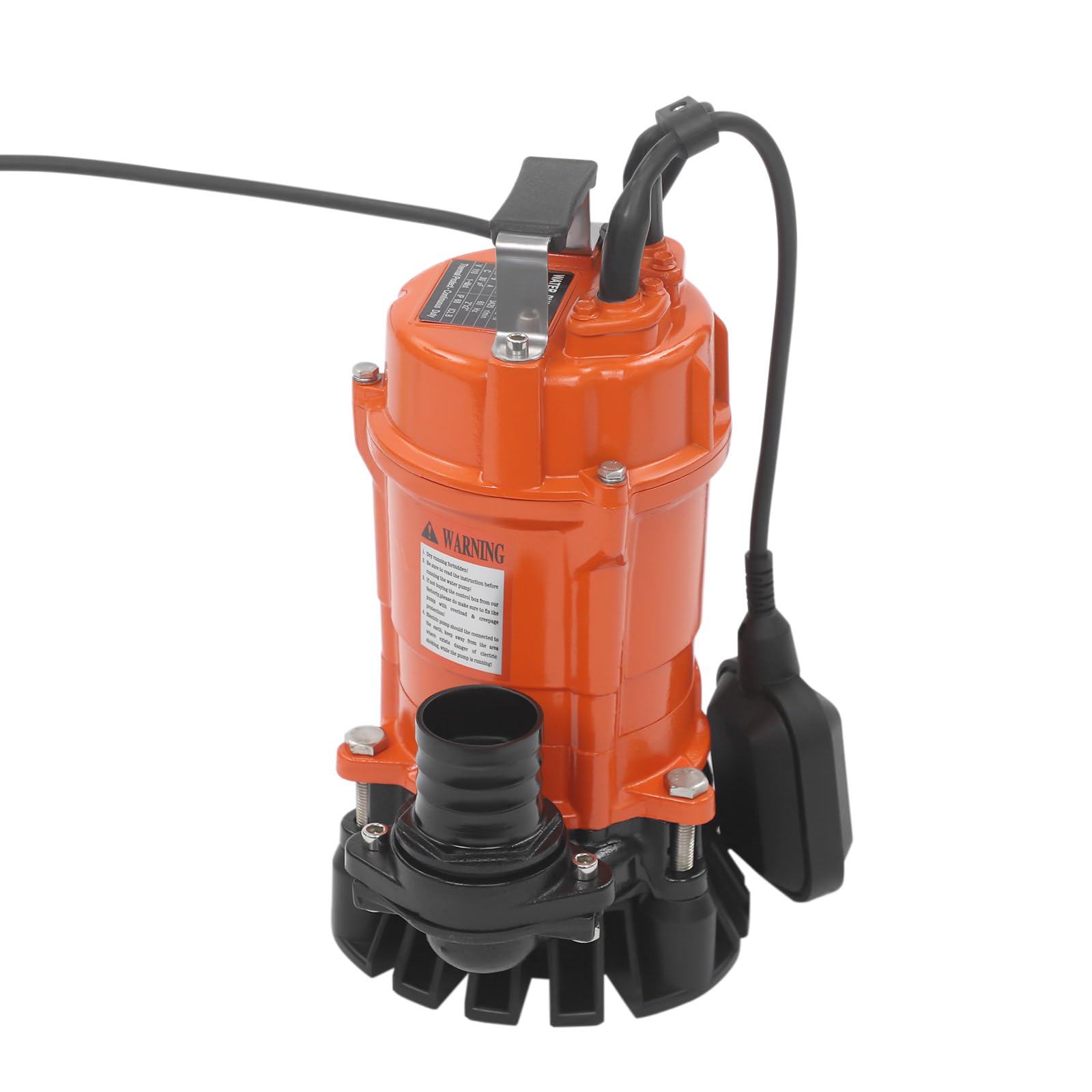 Pompa głębinowa do ścieków 0,55 kW, 230 V, pompa głębinowa z przełącznikiem pływakowym, do 15 m, 16 m³/3519 gal/h, do ścieków, stawów, piwnic, nawadniania ogrodu, pomarańczowa