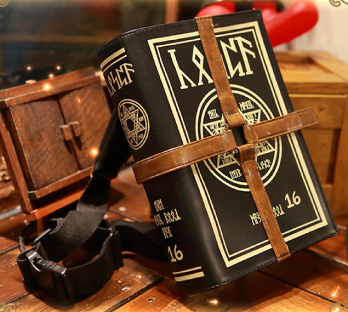 GK-O Anime Cosplay Magic Book Canvas PU Shoulder Bag Cross Body Bags Unisex Backpack