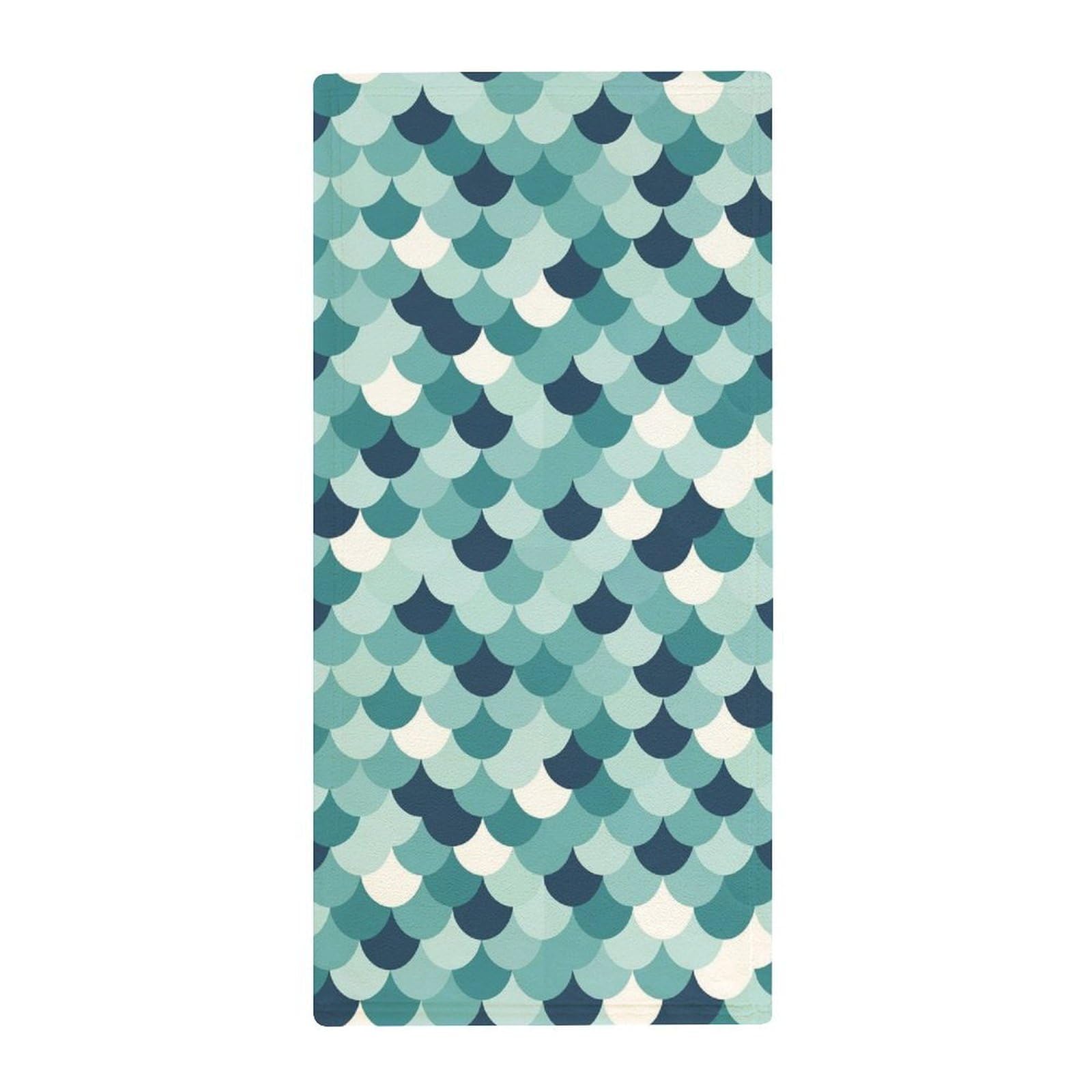 Anceky Luxury Hand & Face Towels, Mermaid Fish Scales Ultra Soft Bath Towels for Hotels, Spa & Guest Bathrooms