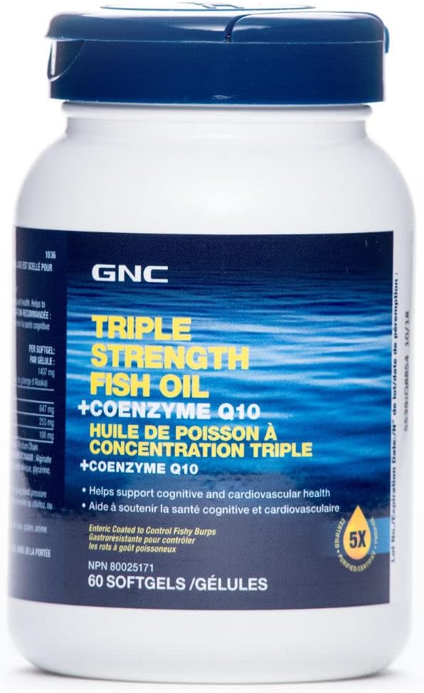 GNC TRIPLE STRENGTH FISH OIL +COENZYME Q10 Amazon.ca Health