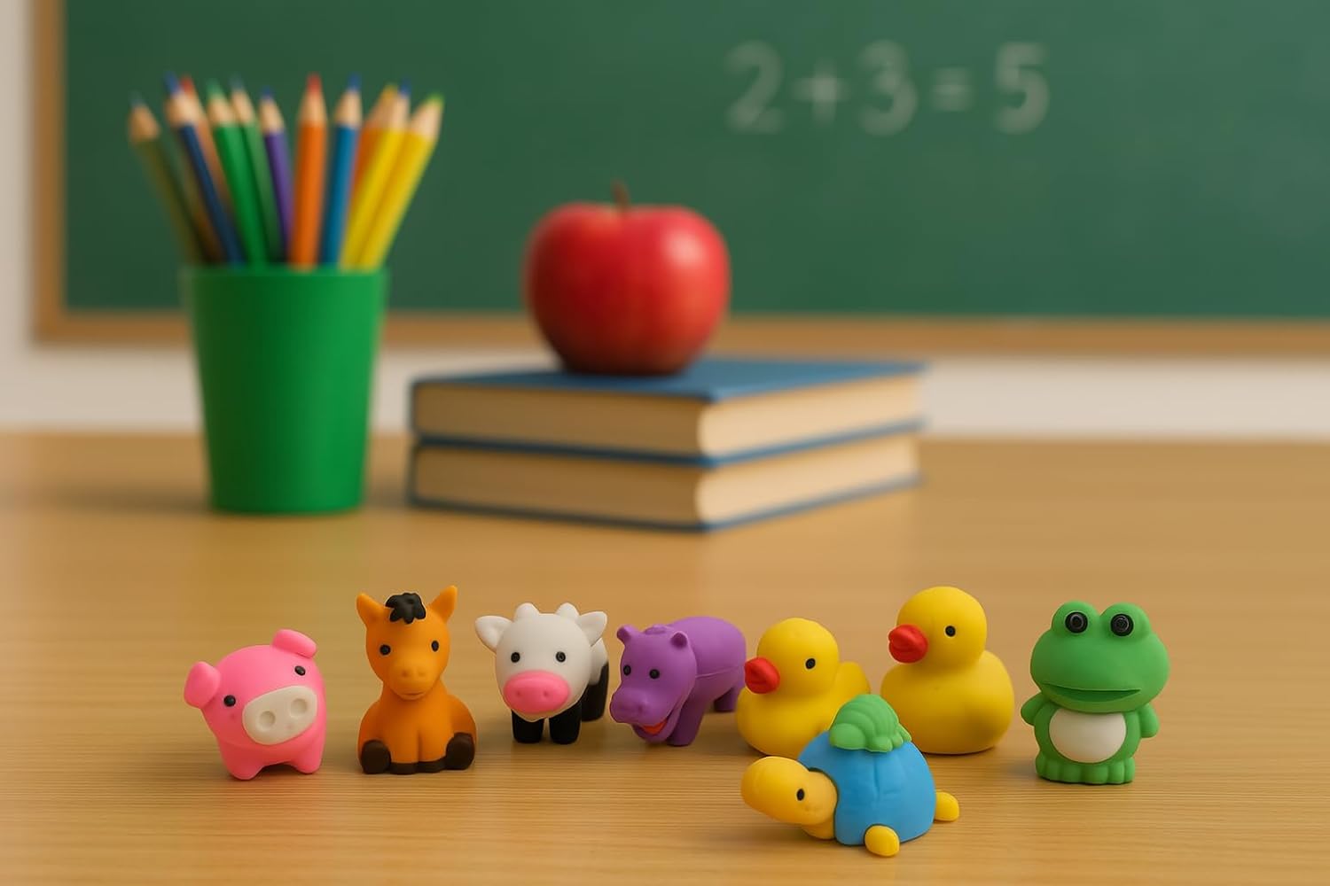 Animal Erasers - 55 Pack Assorted Mini Eraser Desk Pets Eraser Pals for Classroom Rewards and Party Gift Favors