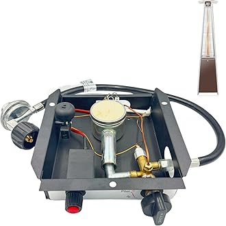 Patio Heaters Glass Tube Burner Module Replacement 47 000 BTU SGT Pattern Burner Replacement Parts with Regulator Valve Assembly Kit for Pyramid Square Glass Tube Patio Heater (3 Bolt Hole)