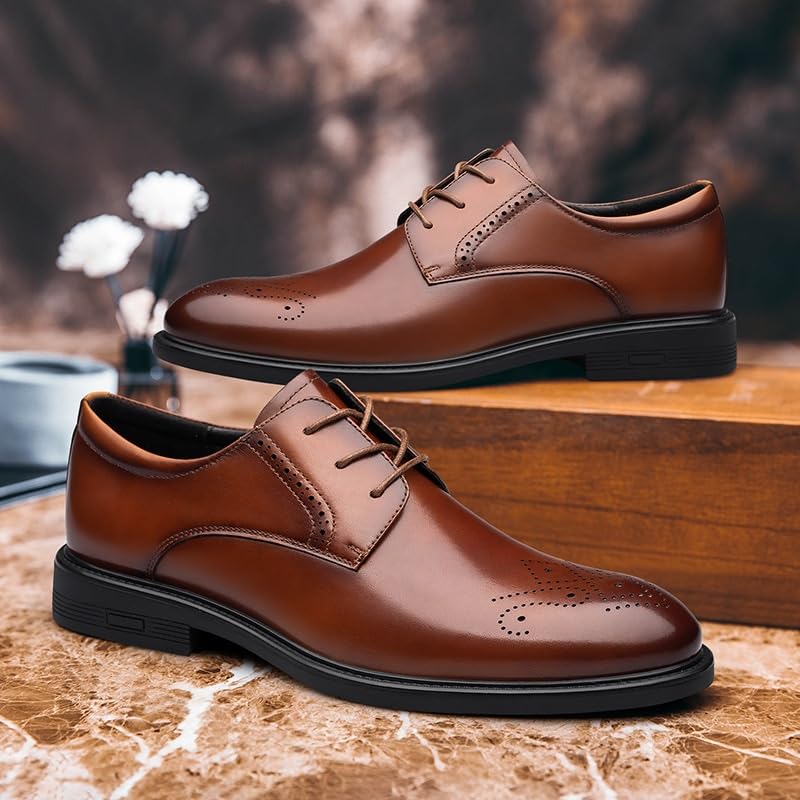 Genuine Leather Business Brogue Handmade Formal Oxfords Shoe for Men Fashion Classic Carved Lace Up Low Heels Dress Shoes4
