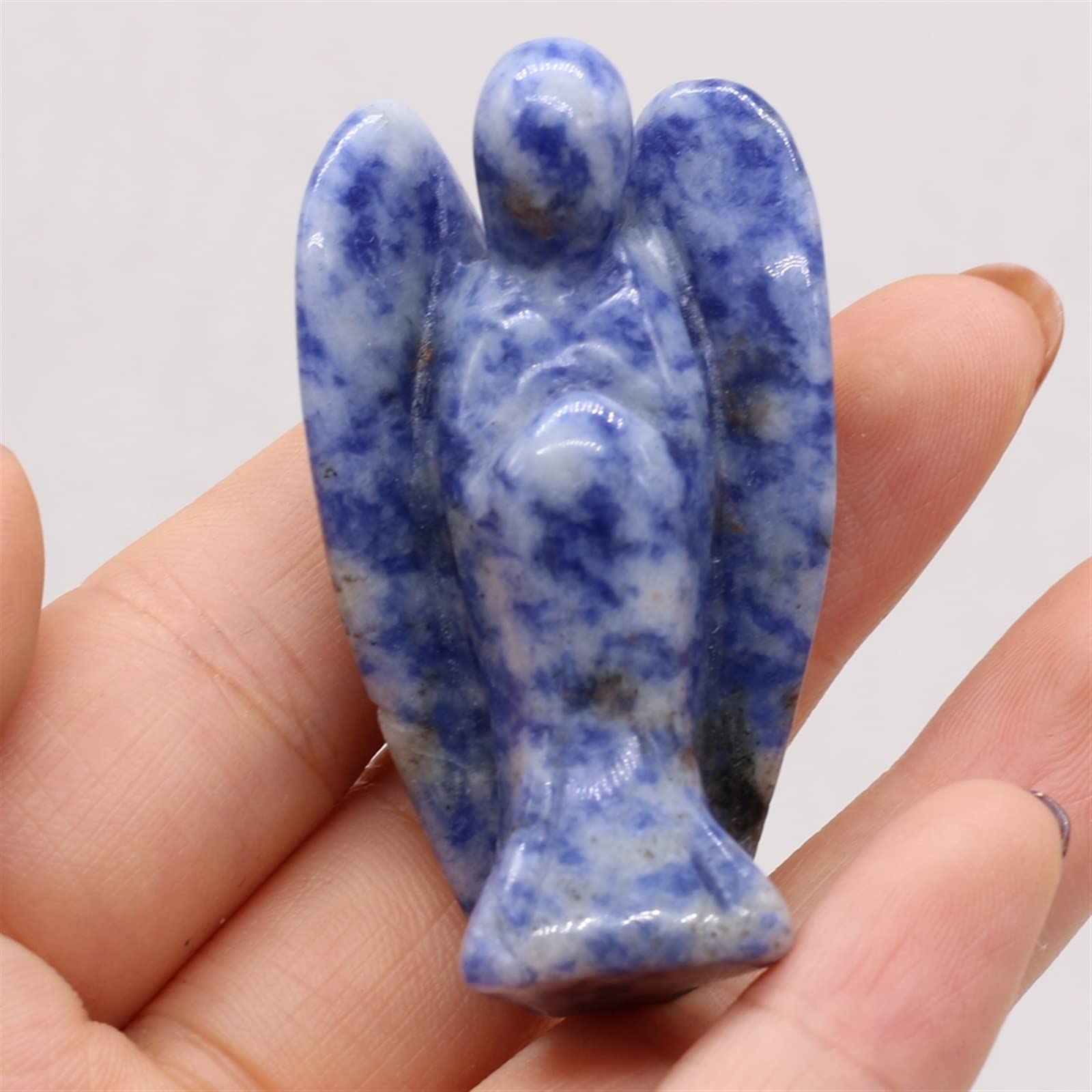 30g Naturstein Kristall Pendel Engelsform Heimdekoration Figur Statue Edelstein Ornament 50x35mm 1PC Geschenk Voller Textur(Color:Sodalite)
