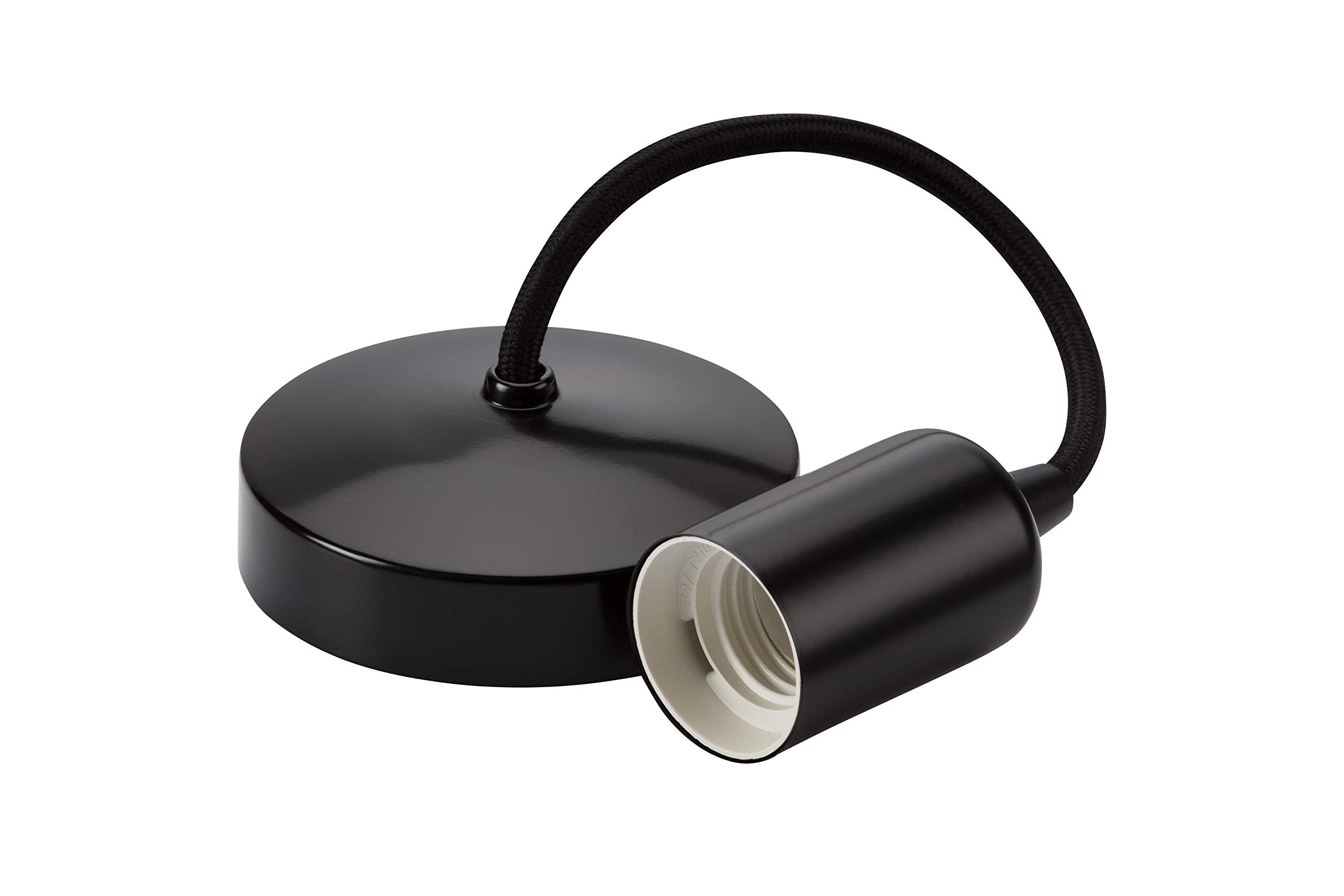 Knightsbridge 6 Inch E27 Contemporary Pendant Set in Matt Black