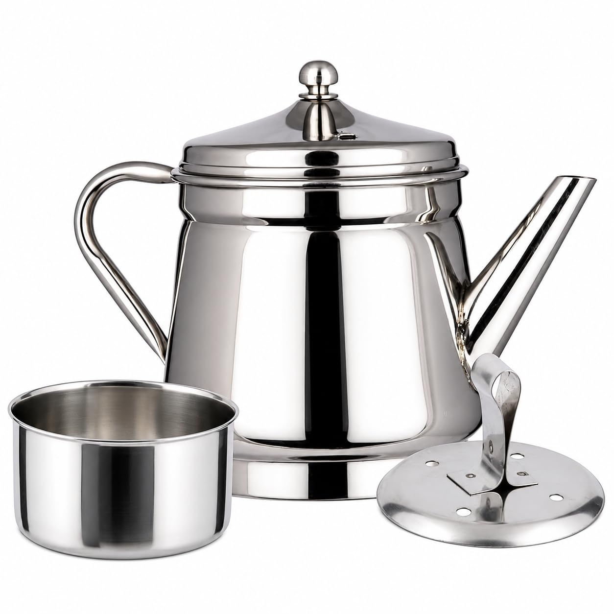 PGD Premium Stainless Steel Stovetop Espresso Moka Pot | South Indian Style Traditional brewing method Drip Decoction Maker Coffee Percolator Kettle Filter (Percolater 120ML, SIZE 1)-image-15