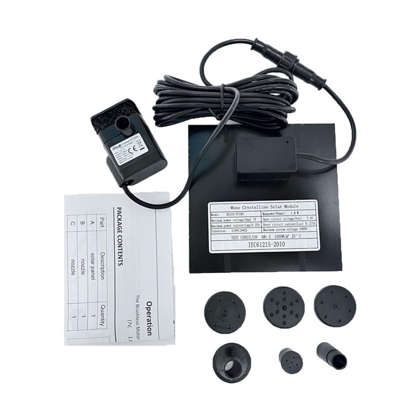 Joliane Solar Water Pump 2.5W/5W Solar Fountain Pump Mini Solar Powered Fountain Floating Water Outdoor Bird Bath For Bird Bath Pond Garden Decoration(Solar Water Pump)